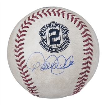 2014 Derek Jeter Signed OML Selig Baseball Used On 9/18/2014 - Jeters Last Home Run Game (MLB Authenticated & Yankees-Steiner)